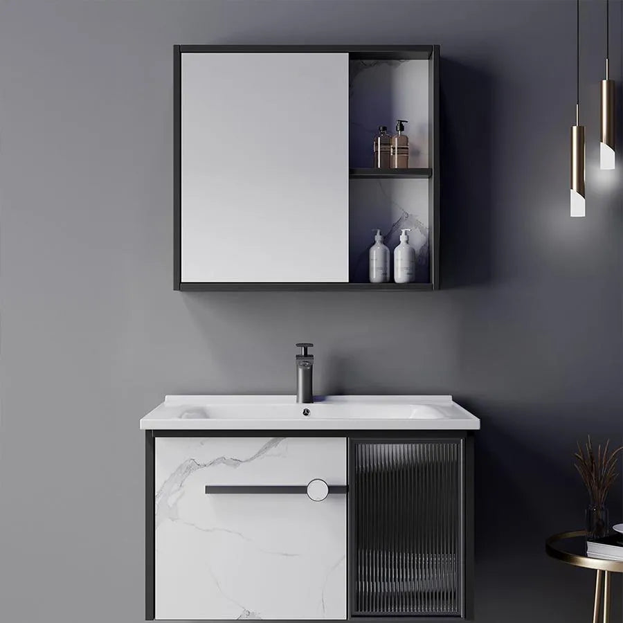 Комплект мебели за баня 80x47cm 3 бели -бели парчета