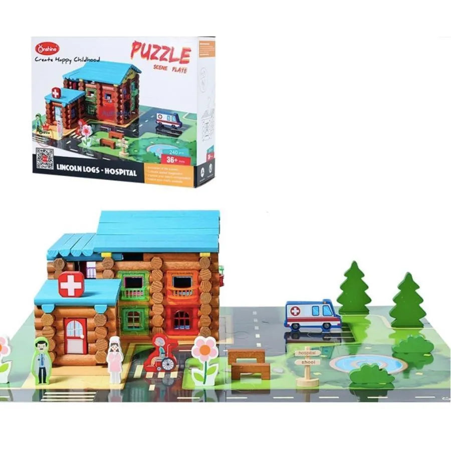 Болница тип пъзел, 240 броя, многоцветно, дърво