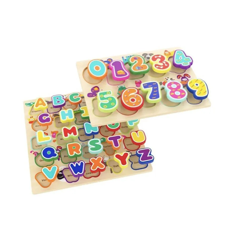 Маса с многоцветни животни и номера, 11 парчета, дърво