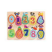 Маса с многоцветни животни и номера, 11 парчета, дърво