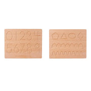 Двойна образователна маса с геометрични числа и форми, 2 броя, дърво