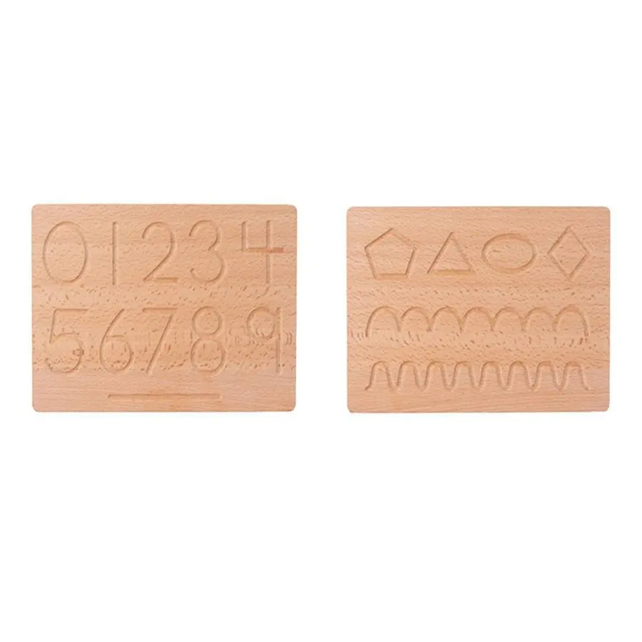 Двойна образователна маса с геометрични числа и форми, 2 броя, дърво