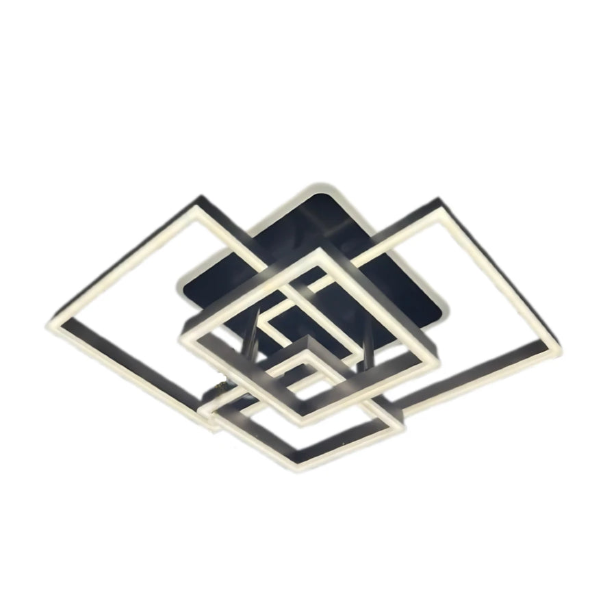 LED полилей с Emma 190W дистанционно управление, 4 квадрата, студена/гореща/неутрална светлина, нестабилна, черна