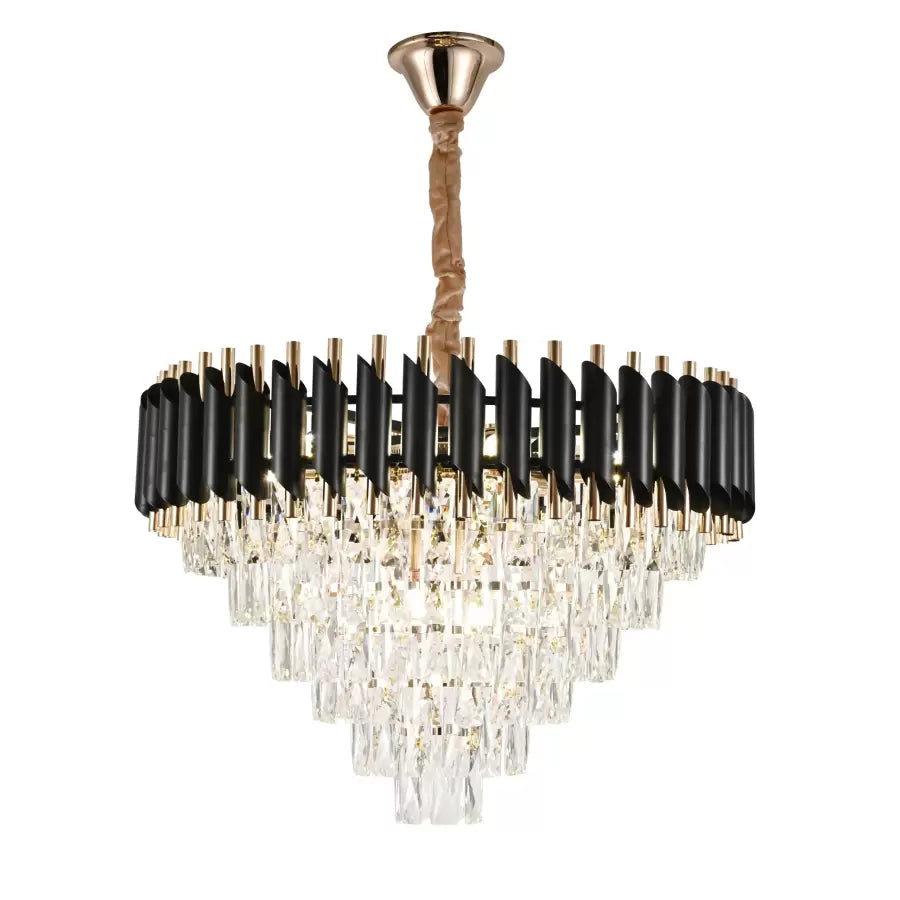 Crystal Chandleier Versailles Magno 8xe27, диаметър 60 см, лъскаво и черно злато, регулируема височина