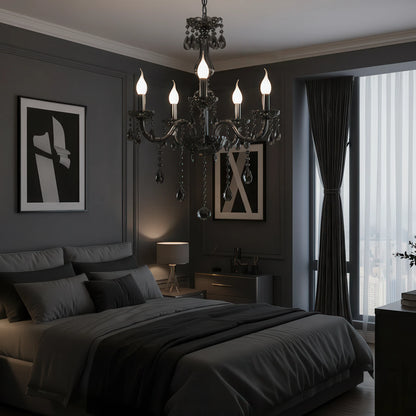 Кристален полилей ALNWICK Eleganza, 5xE14, диаметър 48 см, черен, регулируема височина - 01_CC125-5BK.png
