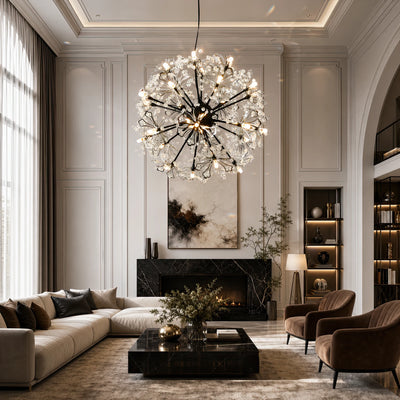 PETERHOF Кристален полилей Elegance, Ø50cm, 18x G4, Диаметър 49cm, Черен