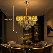 Candelabru Cristal BELVEDERE Eleganza 8xE14, Diametru 50cm, Auriu Lucios, Inaltime Reglabila - 01_CC912-500GD.png
