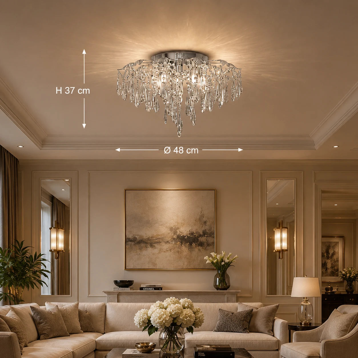 Кристален полилей LUMIRA Eleganza, 5x E14, диаметър 48 см, блестящ хром - 01_CC9221-5CH.png