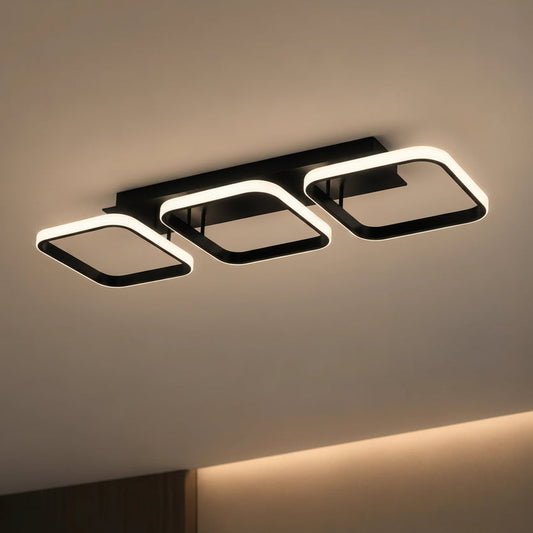 LED полилей VERTEX 34W, 3 квадрата, линеен, студена/топла/неутрална светлина, черен