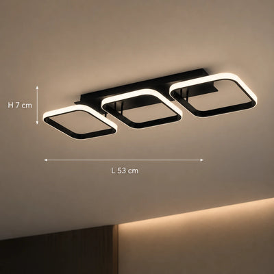 LED полилей VERTEX 34W, 3 квадрата, линеен, студена/топла/неутрална светлина, черен