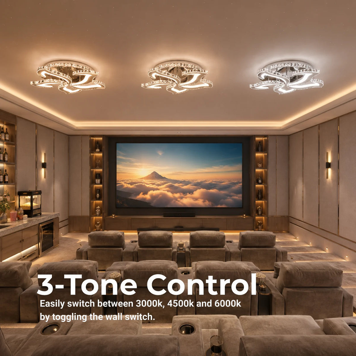 LED полилей с дистанционно управление и кристал Alejandro RGB 88W, 5 цветя, студена/топла/неутрална светлина, димируем, блестящ хром - 01_LT071-5.png