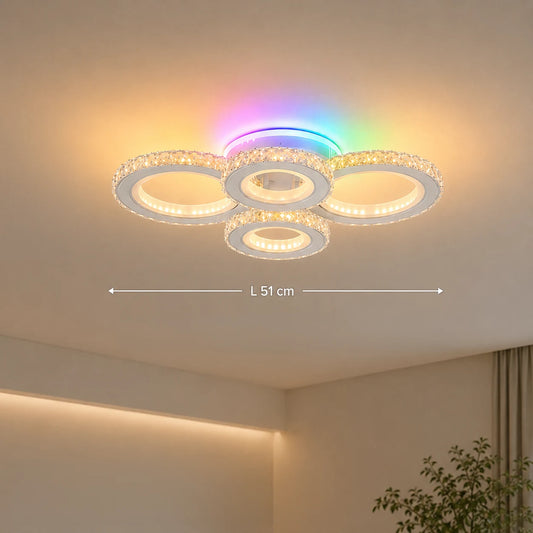 Lustra LED cu telecomanda si cristal NOVA ROTONDA RGB 82W, 4 Cercuri, lumina Rece/Calda/Neutra, Dimabila, Alb - 01_LT073-4WH.png