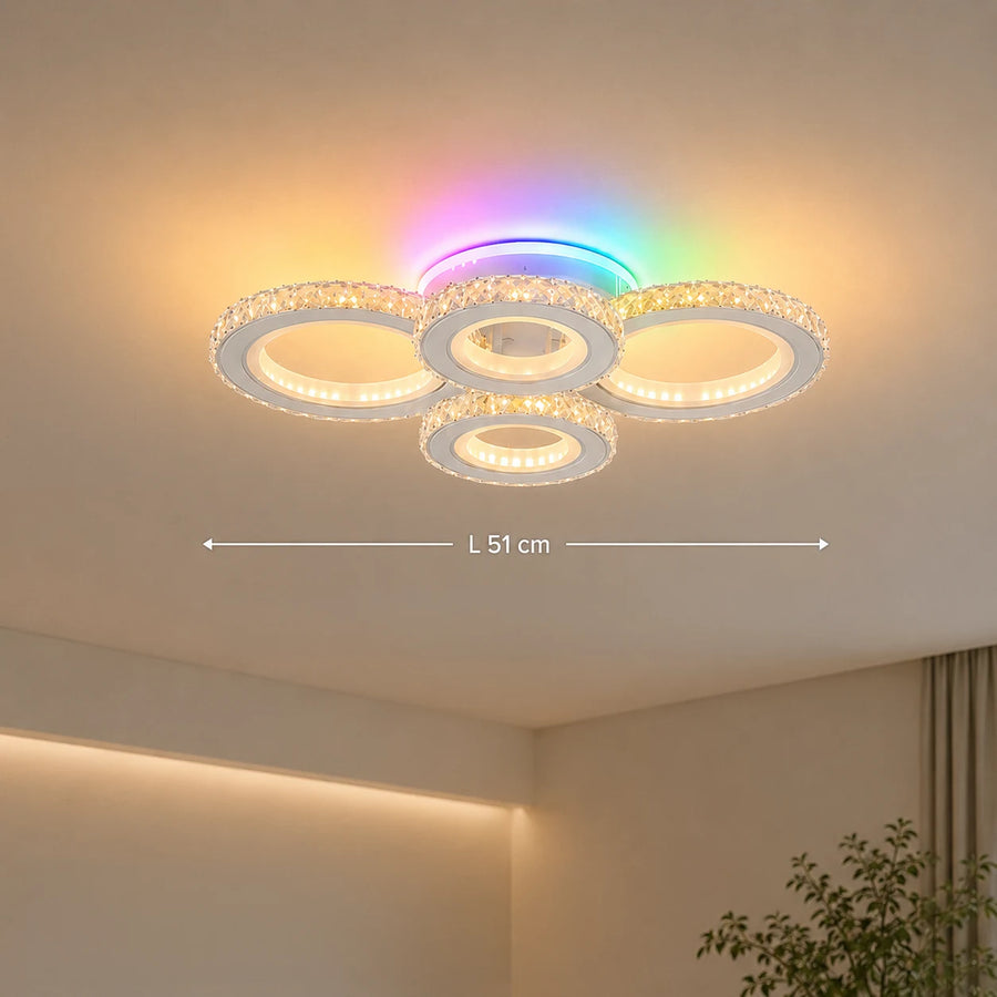 LED полилей с дистанционно управление и кристал NOVA ROTONDA RGB 82W, 4 кръга, Студена/Топла/Неутрална светлина, Димируем, Бял - 01_LT073-4WH.png
