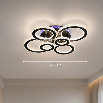 LED полилей с дистанционно управление и кристал NOVA ROTONDA RGB 145W, 6 кръга, Студена/Топла/Неутрална светлина, Димируем, Черен - 01_LT073-6BK.png