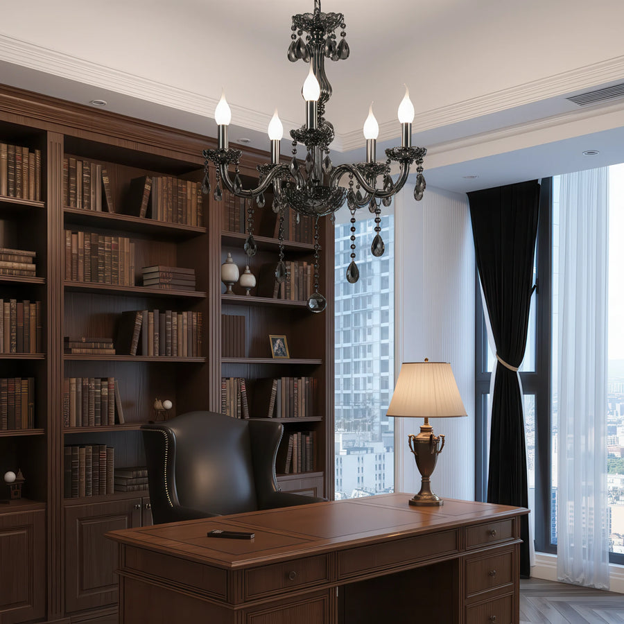 Кристален полилей ALNWICK Eleganza, 5xE14, диаметър 48 см, черен, регулируема височина - 02_CC125-5BK.png