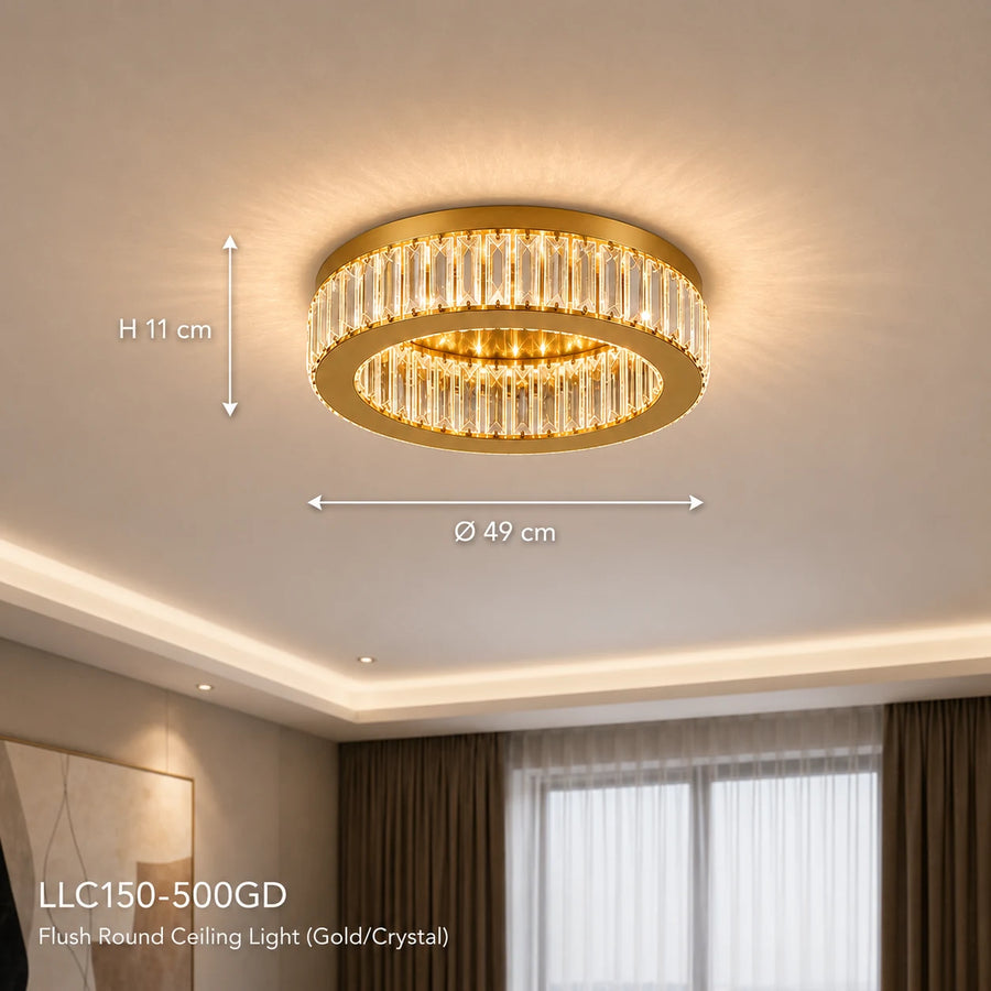 LED полилей с дистанционно управление и кристал VERTUS 31W, 50см, Кръг, Студена/Топла/Неутрална светлина, Димируем, Златен - 02_LLC150-500GD.png
