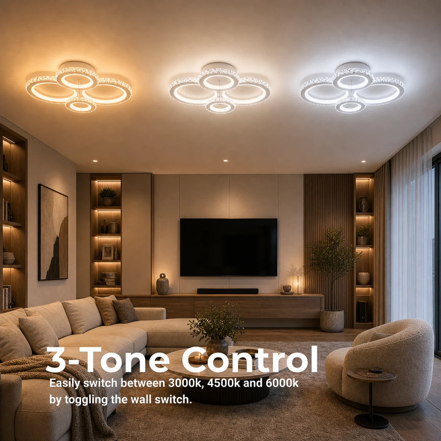 LED полилей с дистанционно управление и кристал NOVA ROTONDA RGB 82W, 4 кръга, Студена/Топла/Неутрална светлина, Димируем, Бял - 02_LT073-4WH.png