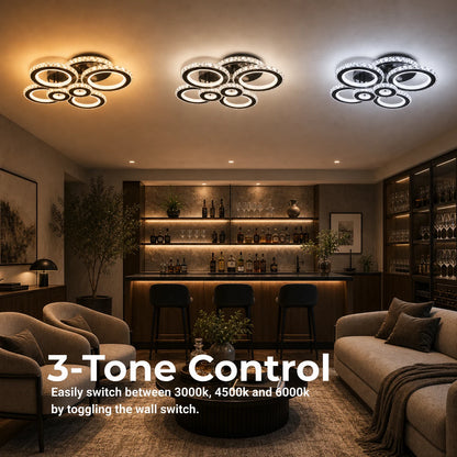 LED полилей с дистанционно управление и кристал NOVA ROTONDA RGB 145W, 6 кръга, Студена/Топла/Неутрална светлина, Димируем, Черен - 02_LT073-6BK.png
