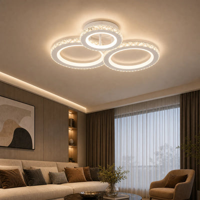 LED полилей с дистанционно управление и кристал NOVA ROTONDA RGB 75W, 3 кръга, Студена/Топла/Неутрална светлина, Димируем, Бял