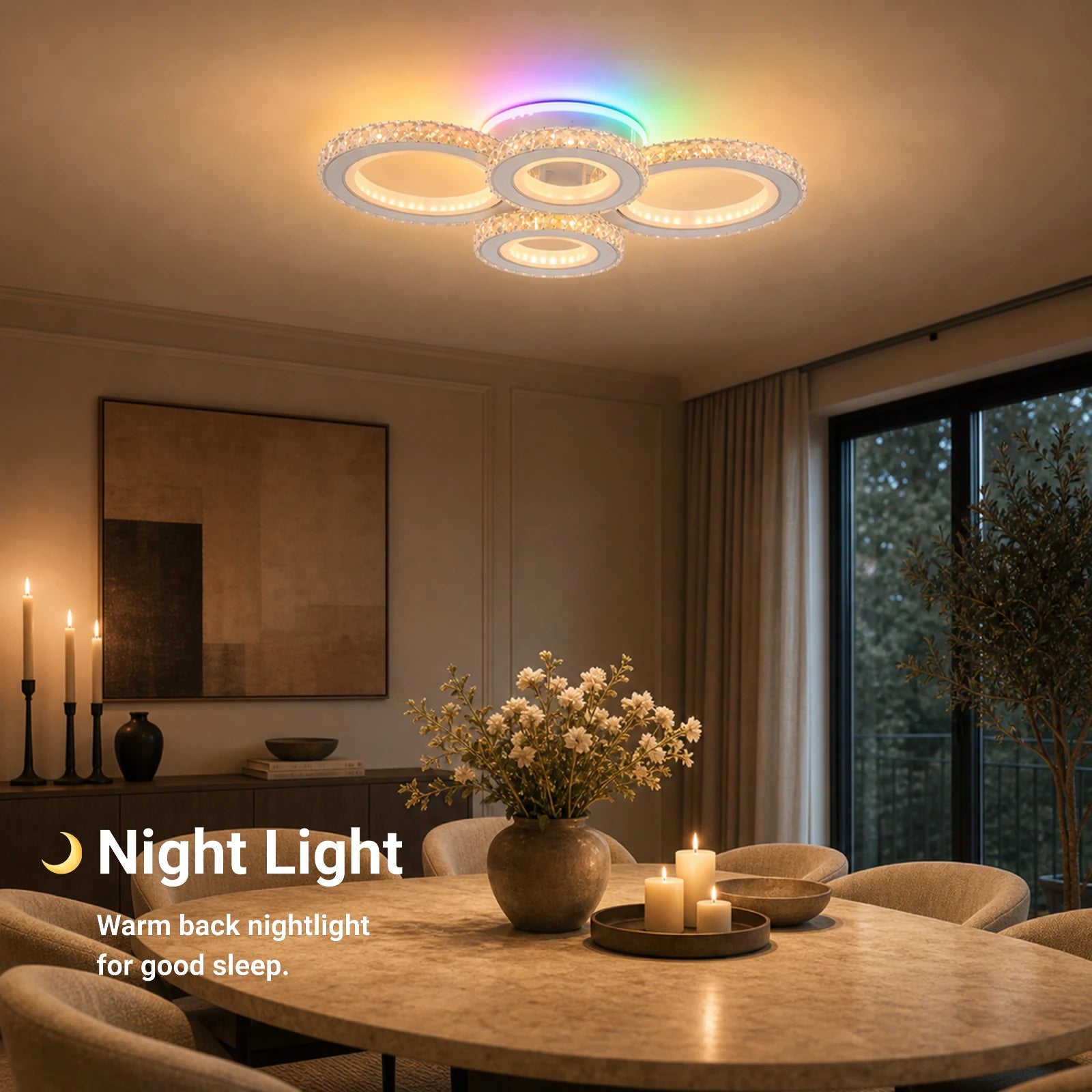 LED полилей с дистанционно управление и кристал NOVA ROTONDA RGB 82W, 4 кръга, Студена/Топла/Неутрална светлина, Димируем, Бял - 05_LT073-4WH.png