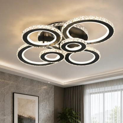 LED полилей с дистанционно управление и кристал NOVA ROTONDA RGB 145W, 6 кръга, Студена/Топла/Неутрална светлина, Димируем, Черен - 05_LT073-6BK.png