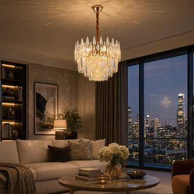 Crystal Chandelier Alhambra Petito 3x E14, 30см диаметър, лъскаво злато, регулируема височина