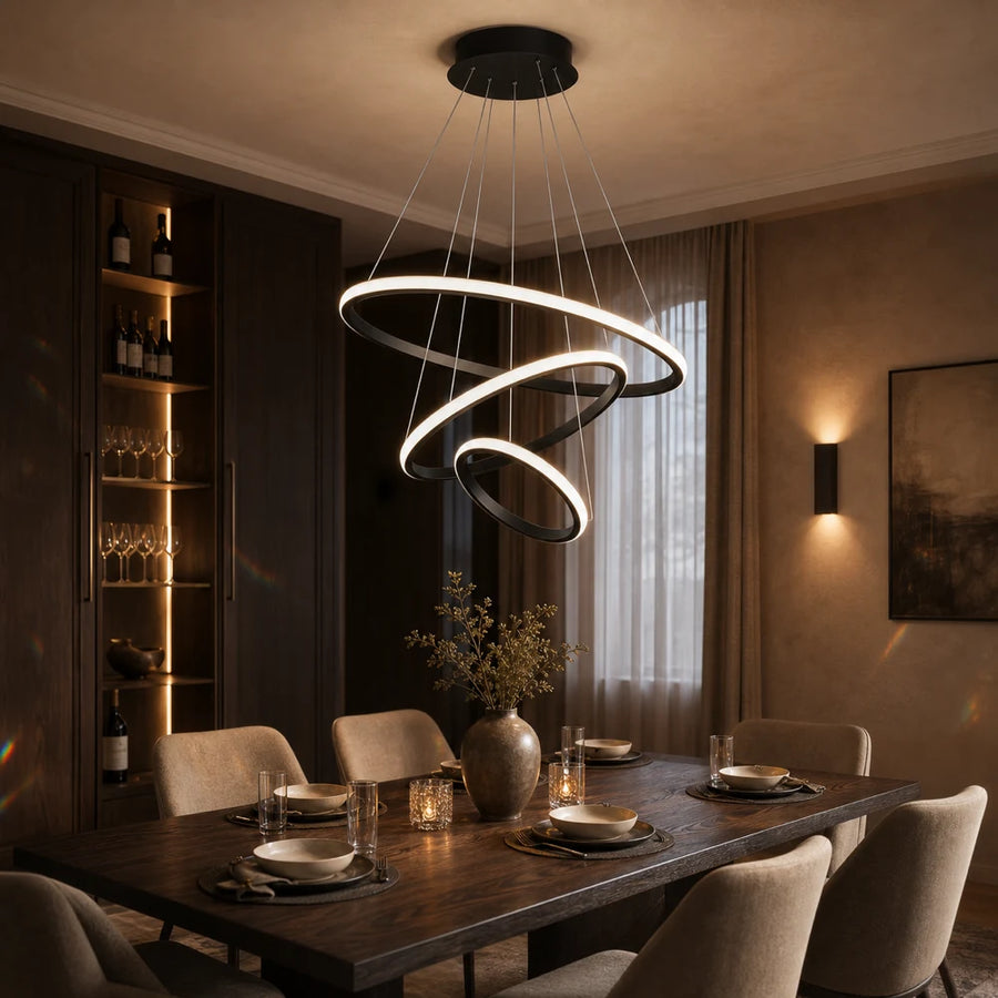 Висящ LED полилей RICCI 81W, 3 кръга, Студена/Топла/Неутрална светлина, Черен, Регулируема височина - 06_LL104-3BK.png