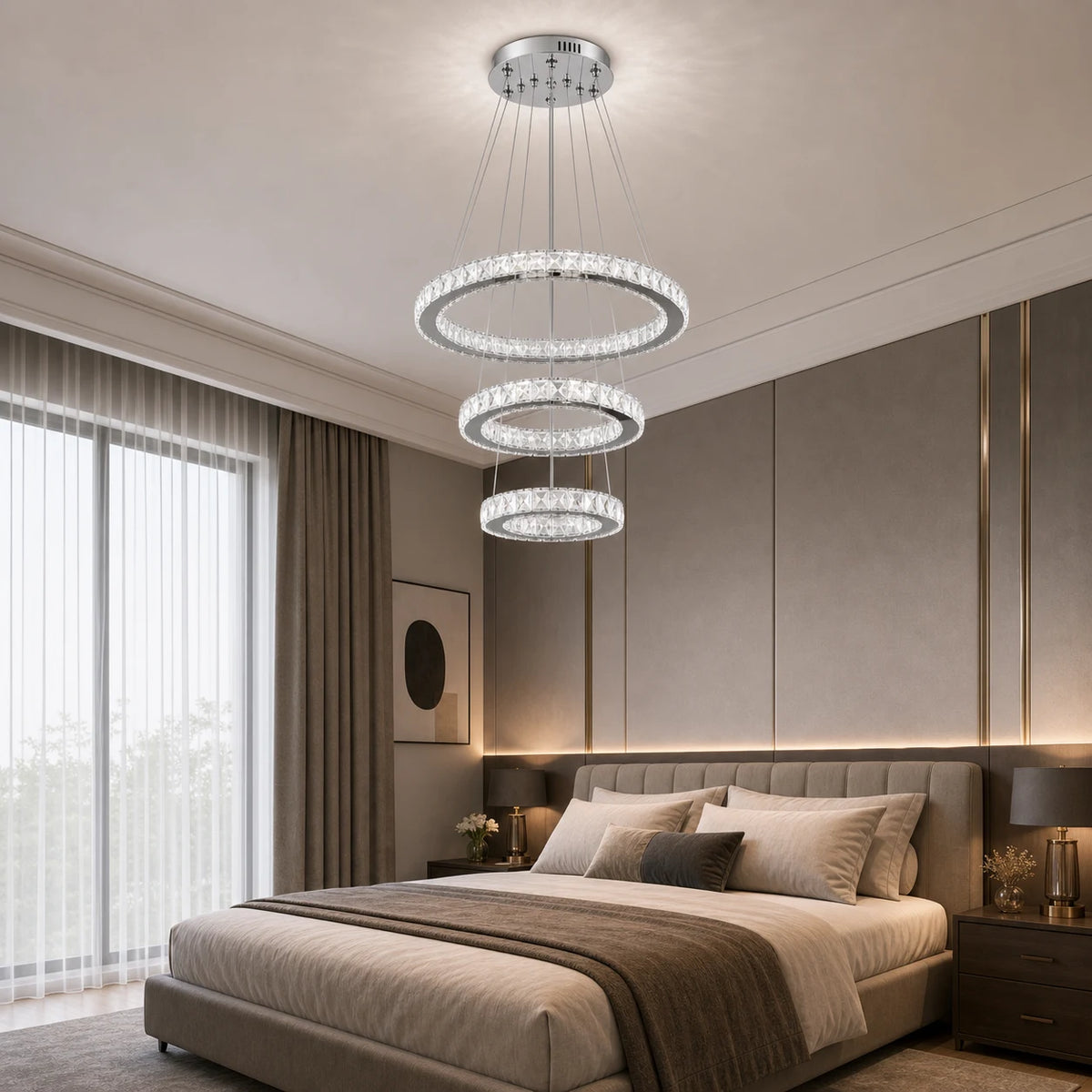 Окачен LED полилей с дистанционно управление и кристал PRISM LUMORA 63W, 3 кръга, Студена/Топла/Неутрална светлина, Димируем, Блестящ хром, Регулируема височина - 06_LLC131-3CH.png