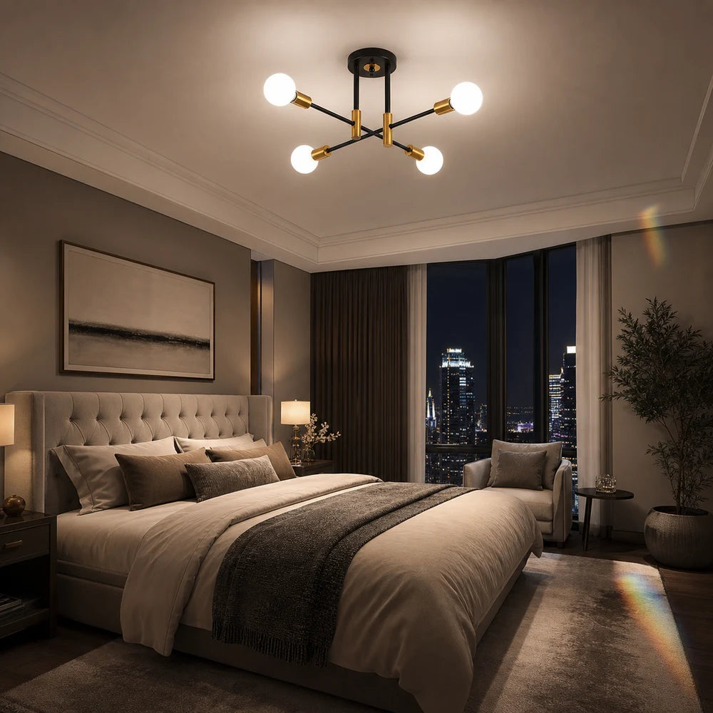 Модернистичен полилей Gentile, 4x E27, черно и златно, модерен дизайн - 07_LC362-4BKGD.png