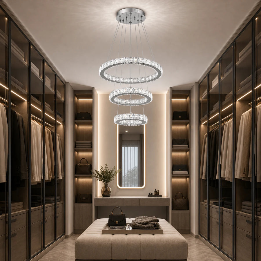 Окачен LED полилей с дистанционно управление и кристал PRISM LUMORA 63W, 3 кръга, Студена/Топла/Неутрална светлина, Димируем, Блестящ хром, Регулируема височина - 07_LLC131-3CH.png