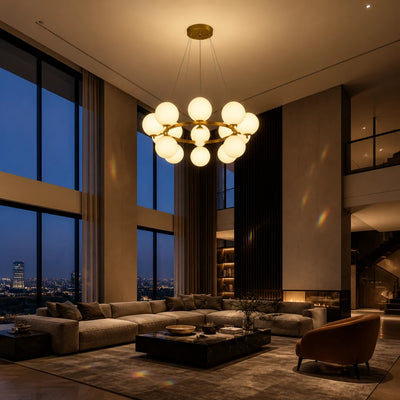 Камерен полилей LOFT, 15x G9, бяло злато, метал, регулируема височина, модерен