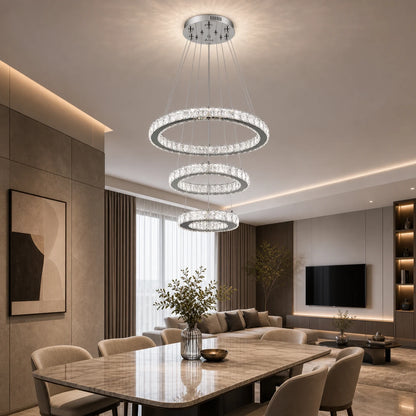 Окачен LED полилей с дистанционно управление и кристал PRISM LUMORA 63W, 3 кръга, Студена/Топла/Неутрална светлина, Димируем, Блестящ хром, Регулируема височина - 09_LLC131-3CH.png