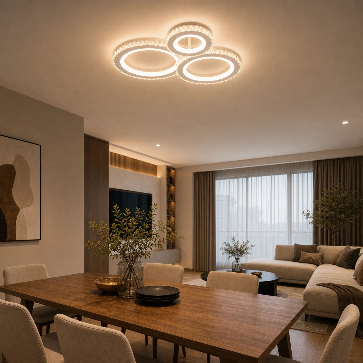LED полилей с дистанционно управление и кристал NOVA ROTONDA RGB 75W, 3 кръга, Студена/Топла/Неутрална светлина, Димируем, Бял - 09_LT073-3WH.png