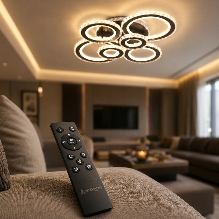 LED полилей с дистанционно управление и кристал NOVA ROTONDA RGB 145W, 6 кръга, Студена/Топла/Неутрална светлина, Димируем, Черен - 09_LT073-6BK.png