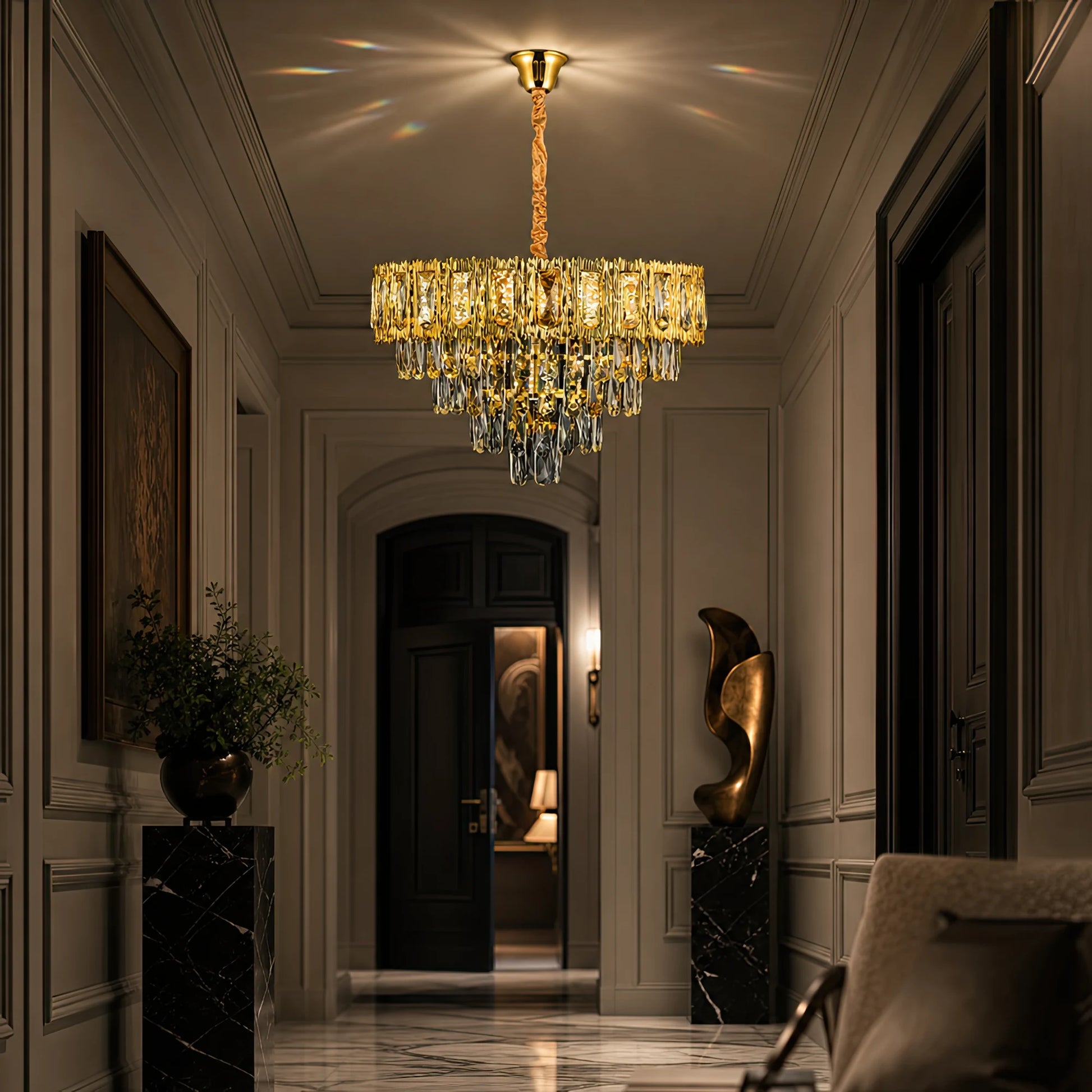 Candelabru Cristal BELVEDERE Eleganza 8xE14, Diametru 50cm, Auriu Lucios, Inaltime Reglabila - 10_CC912-500GD.png