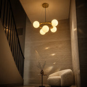 Камерен полилей LOFT, 5x G9, бяло злато, метал, регулируема височина, модерен - 10_LC802-5GD.png