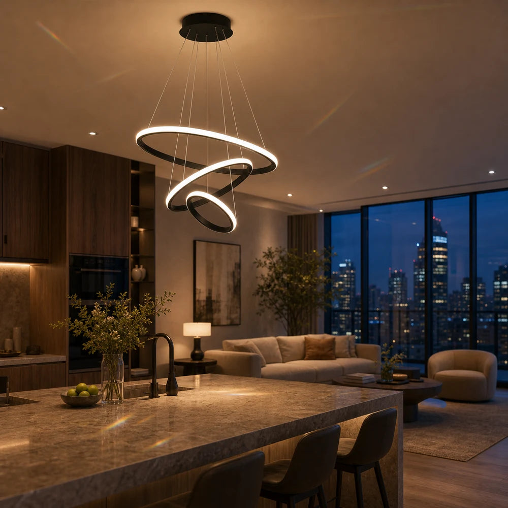 LED висящ полилей RICCI 81W, 3 кръга, Студена/Топла/Неутрална светлина, Черен, Регулируема височина - 10_LL104-3BK.png