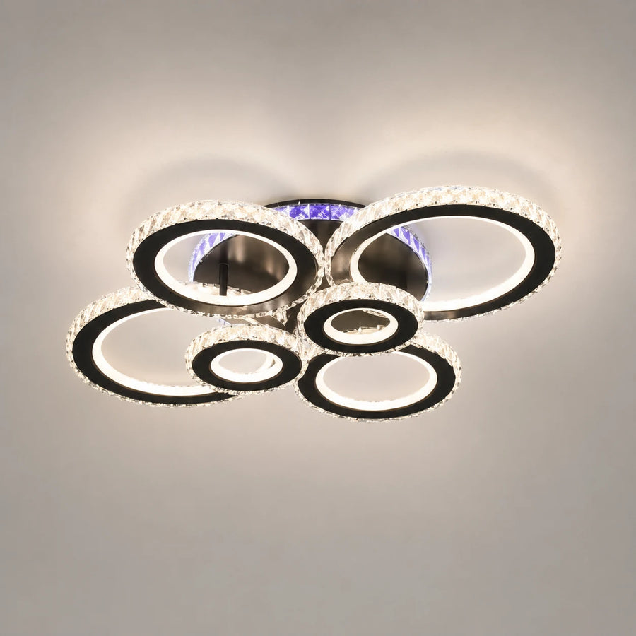 LED полилей с дистанционно управление и кристал NOVA ROTONDA RGB 145W, 6 кръга, Студена/Топла/Неутрална светлина, Димируем, Черен - 10_LT073-6BK.png