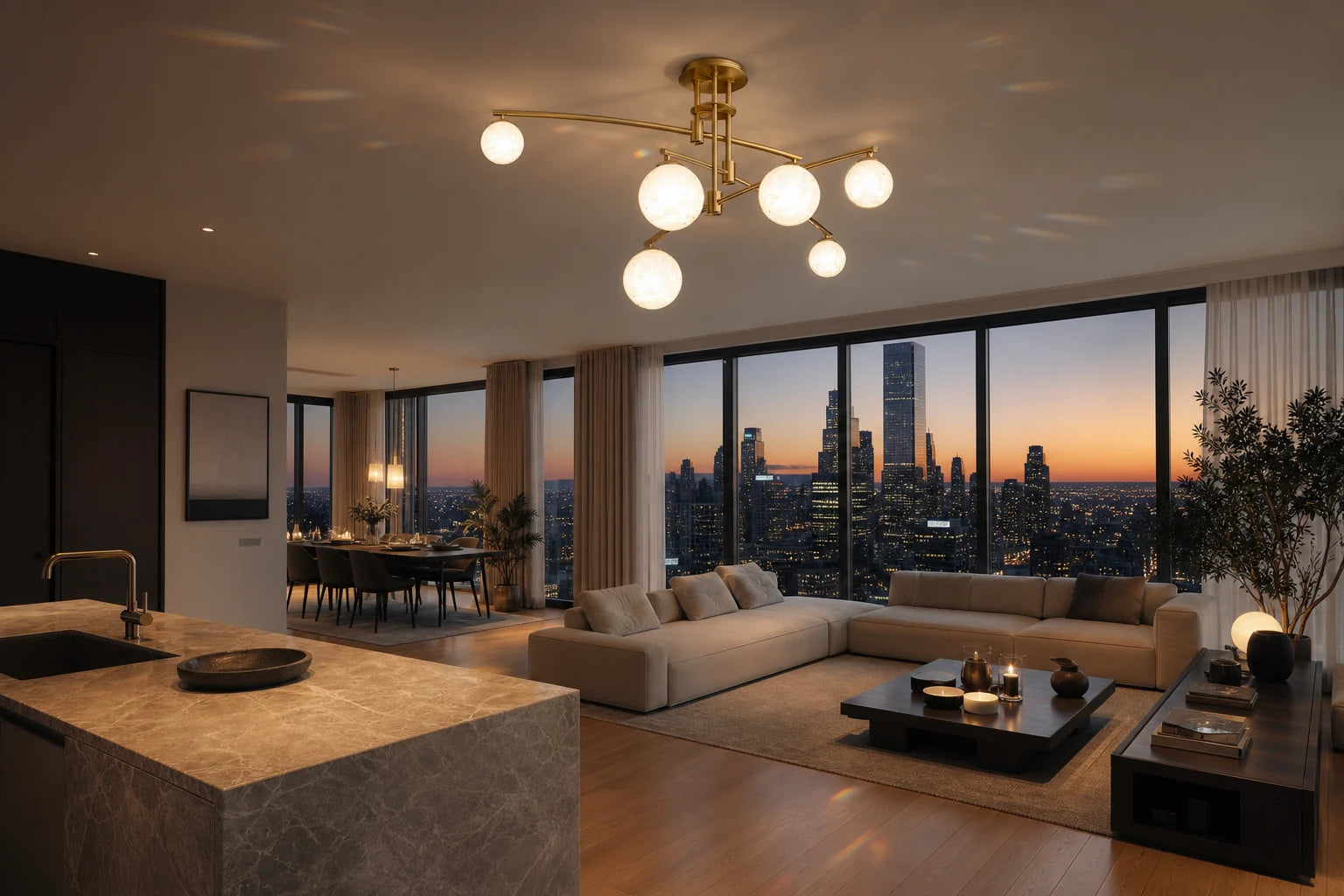 Lustra cu Abajur Rotund, PENTHOUSE Dome, 6x G9, Auriu, Metal - 11_LC825GD.png