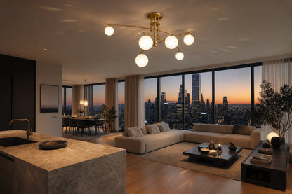 Lustra cu Abajur Rotund, PENTHOUSE Dome, 6x G9, Auriu, Metal - 11_LC825GD.png