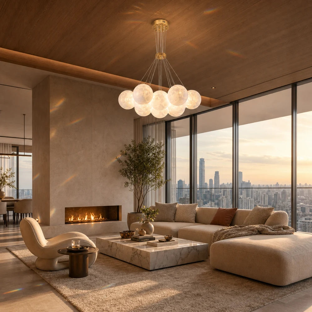 MODERN LOFT Полилей Bagliore, глобус, 9xE27, регулируема височина, злато - 20_LC816-9GD.png