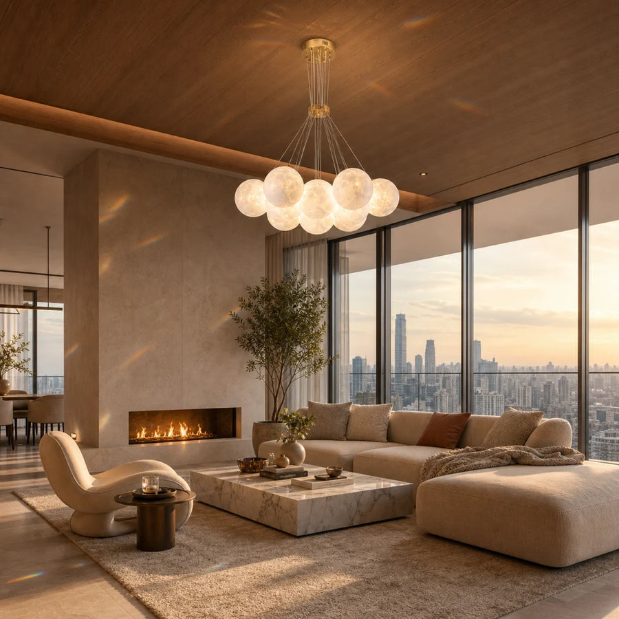 MODERN LOFT Полилей Bagliore, глобус, 9xE27, регулируема височина, злато - 20_LC816-9GD.png
