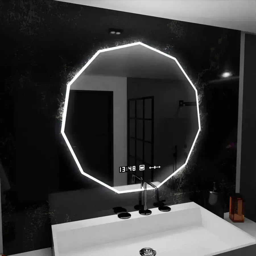 LED Polygon Mirror, 70cm, Judith Sensor Motionglow Marcello, система за размразяване, часовник и термометър, размирен