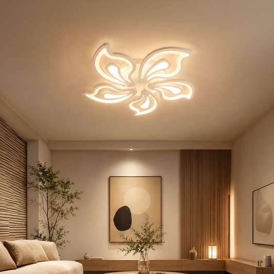 LED полилей с дистанционно управление GLORIOSA 95W, 5 венчелистчета, Студена/Топла/Неутрална светлина, Димируем, Бял