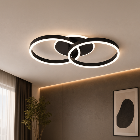 LED полилей с дистанционно управление RIGA LILITH 34W, 2 кръга, Студена/Топла/Неутрална светлина, Димируем, Черен