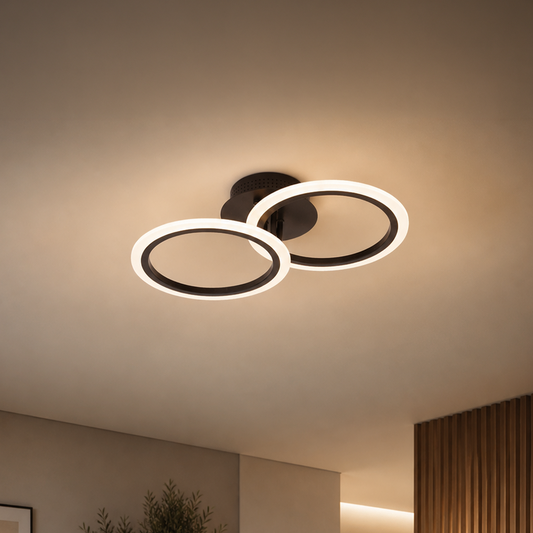 LED полилей с дистанционно BETTY 27W, 2 кръга, Студена/Топла/Неутрална светлина, Димируем, Черен
