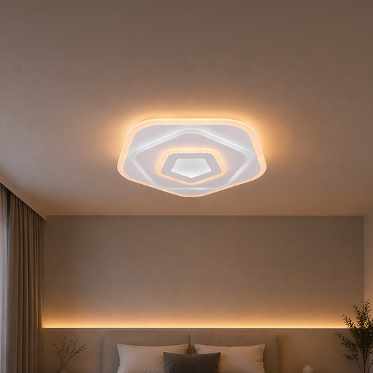 LED полилей с дистанционно управление PENTAGON 59W, 40cm, студена/топла/неутрална светлина 3000K/4000K/6000K, бял, метал и акрил