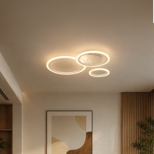 LED полилей с дистанционно BETTY 40W, 3 кръга, Студена/Топла/Неутрална светлина, Димируем, Бял, Метал и Акрил
