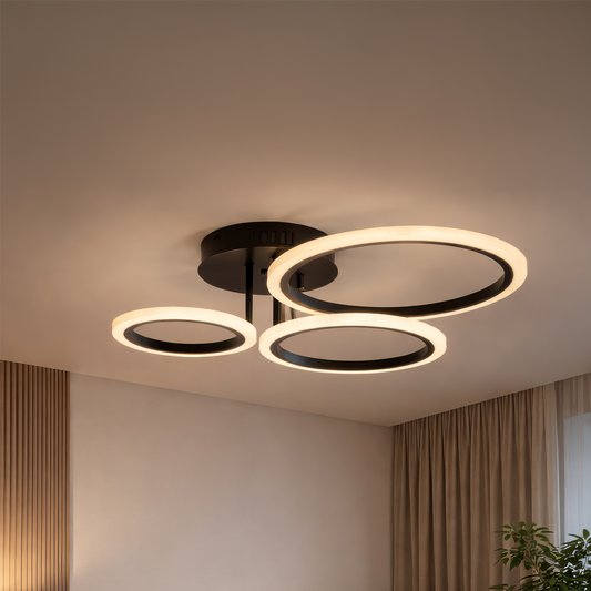 LED полилей с дистанционно BETTY 40W, 3 кръга, Студена/Топла/Неутрална светлина, Димируем, Черен
