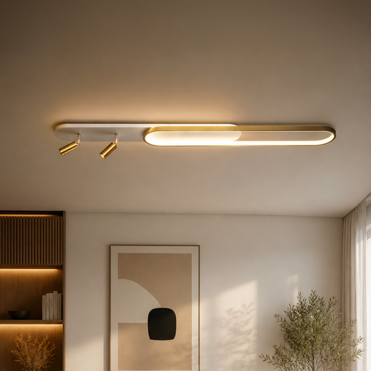 LED полилей с регулируем проектор FISSO Camilla, 66W, студена/топла/неутрална светлина, блестящо злато